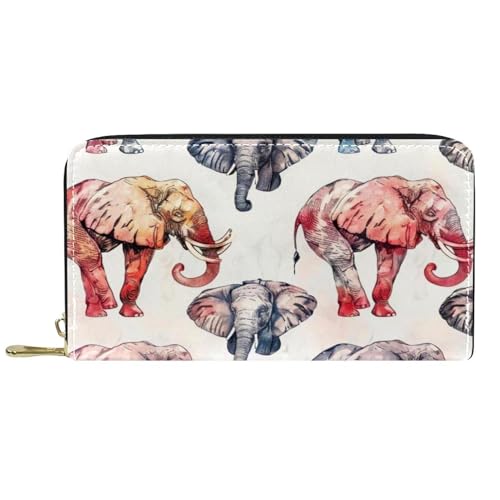 Damen-Geldbörse mit Reißverschluss und Handy-Clutch, Elefantenmuster, Reise-Geldbörse, Leder, Clutch, Kartenhalter, Organizer, Handgelenke, mehrfarbig, Einheitsgröße von Generisch