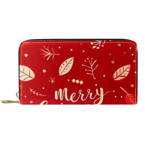 Damen-Geldbörse mit Reißverschluss und Handy-Clutch, Frohe Weihnachten, Reise-Geldbörse, Leder, Clutch, Kartenhalter, Organizer, Handgelenke, mehrfarbig, Einheitsgröße von Generisch