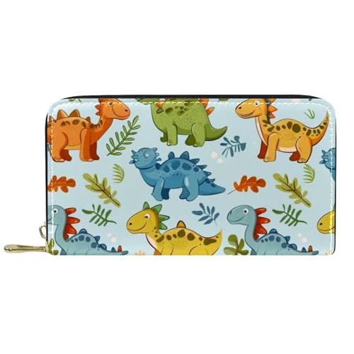Damen-Geldbörse mit Reißverschluss und Handy-Clutch, Frühlings-Dinosaurier, Reise-Geldbörse, Leder, Clutch, Kartenhalter, Organizer, Handgelenke, mehrfarbig, Einheitsgröße von Generisch