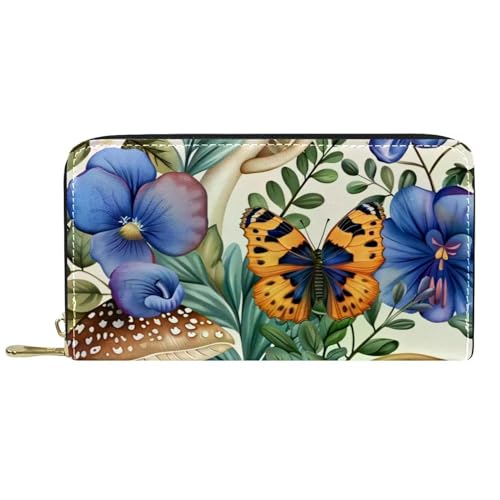 Damen-Geldbörse mit Reißverschluss und Handy-Clutch, Frühlingspilz, Reise-Geldbörse, Leder, Clutch, Kartenhalter, Organizer, Handgelenke, mehrfarbig, Einheitsgröße von Generisch