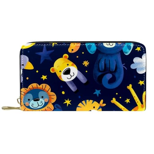 Damen-Geldbörse mit Reißverschluss und Handy-Clutch, Gute-Nacht-Tiere, Reise-Geldbörse, Leder, Clutch, Kartenhalter, Organizer, Handgelenke, mehrfarbig, Einheitsgröße von Generisch