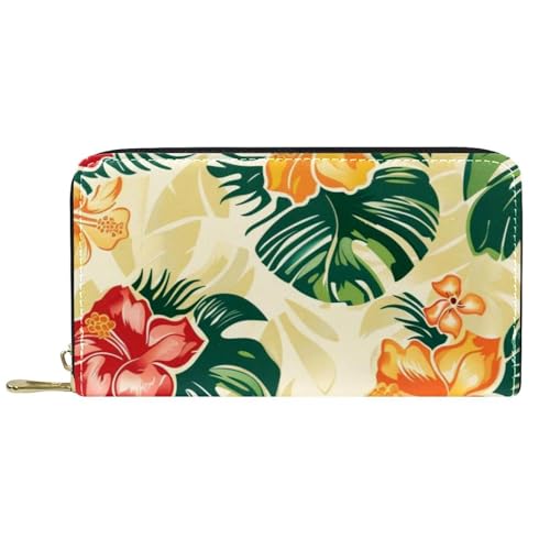 Damen-Geldbörse mit Reißverschluss und Handy-Clutch, Hawaii-Blumen, Reise-Geldbörse, Leder, Clutch, Kartenhalter, Organizer, Handgelenke, mehrfarbig, Einheitsgröße von Generisch