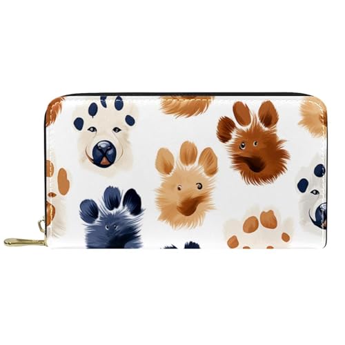 Damen-Geldbörse mit Reißverschluss und Handy-Clutch, Hundekopfpfotenabdruck, Reise-Geldbörse, Leder, Clutch, Kartenhalter, Organizer, Handgelenke, mehrfarbig, Einheitsgröße von Generisch
