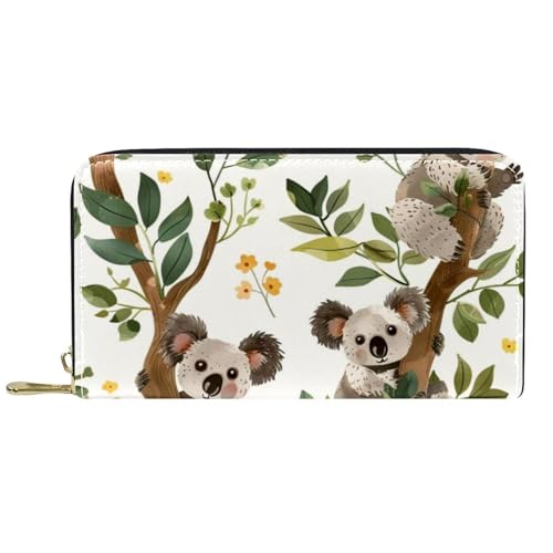 Damen-Geldbörse mit Reißverschluss und Handy-Clutch, Koalas im Baum, Reise-Geldbörse, Leder, Clutch, Kartenhalter, Organizer, Handgelenke, mehrfarbig, Einheitsgröße von Generisch