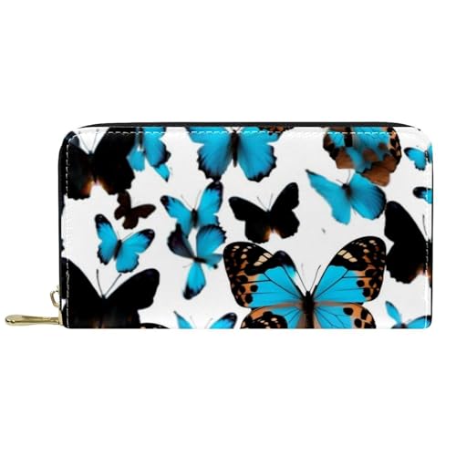 Damen-Geldbörse mit Reißverschluss und Handy-Clutch, Leoparden-Schmetterling, Reise-Geldbörse, Leder, Clutch, Kartenhalter, Organizer, Handgelenke, mehrfarbig, Einheitsgröße von Generisch