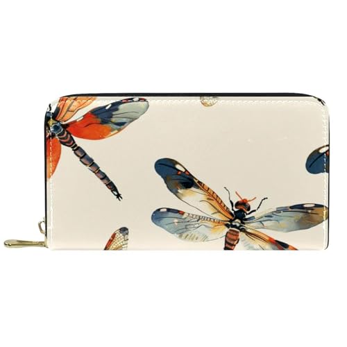 Damen-Geldbörse mit Reißverschluss und Handy-Clutch, Libellen-Druck, Reise-Geldbörse, Leder, Clutch, Kartenhalter, Organizer, Handgelenke, mehrfarbig, Einheitsgröße von Generisch