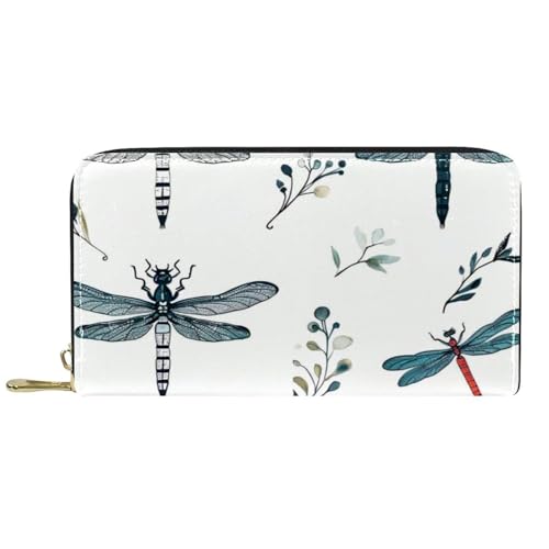 Damen-Geldbörse mit Reißverschluss und Handy-Clutch, Libellen-Malerei, Reise-Geldbörse, Leder, Clutch, Kartenhalter, Organizer, Handgelenke, mehrfarbig, Einheitsgröße von Generisch