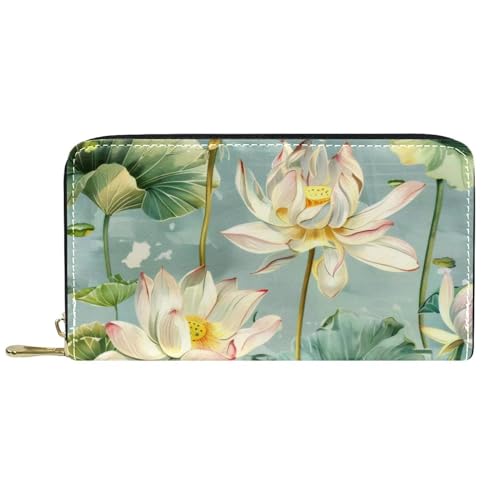 Damen-Geldbörse mit Reißverschluss und Handy-Clutch, Lotus-Bild, Reise-Geldbörse, Leder, Clutch, Kartenhalter, Organizer, Handgelenke, mehrfarbig, Einheitsgröße von Generisch