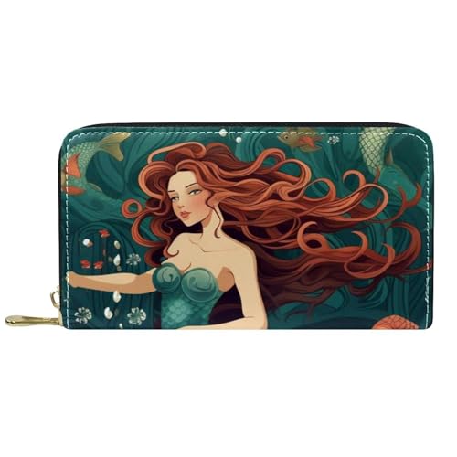 Damen-Geldbörse mit Reißverschluss und Handy-Clutch, Meerjungfrau, Reise-Geldbörse, Leder, Clutch, Kartenhalter, Organizer, Handgelenke, mehrfarbig, Einheitsgröße von Generisch
