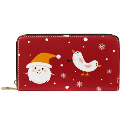 Damen-Geldbörse mit Reißverschluss und Handy-Clutch, Motiv: Merry Christmas, roter Hintergrund, Reise-Geldbörse, Leder, Clutch, Kartenhalter, Organizer, Handgelenke, mehrfarbig, Einheitsgröße von Generisch