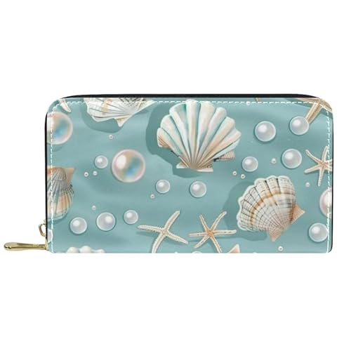 Damen-Geldbörse mit Reißverschluss und Handy-Clutch, Perlenschale, Reise-Geldbörse, Leder, Clutch, Kartenhalter, Organizer, Handgelenke, mehrfarbig, Einheitsgröße von Generisch