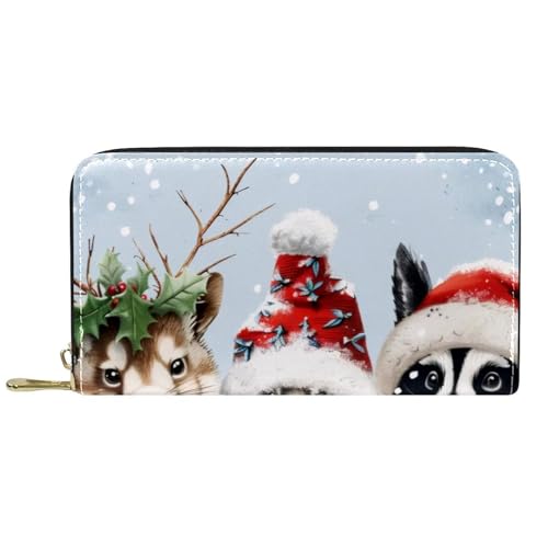 Damen-Geldbörse mit Reißverschluss und Handy-Clutch, Schnee, Weihnachten, Tiere, Reise-Geldbörse, Leder, Clutch, Kartenhalter, Organizer, Handgelenke, mehrfarbig, Einheitsgröße von Generisch