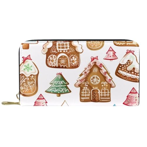 Damen-Geldbörse mit Reißverschluss und Handy-Clutch, Schneekeks-Haus-Druck, Reise-Geldbörse, Leder, Clutch, Kartenhalter, Organizer, Handgelenke, mehrfarbig, Einheitsgröße von Generisch