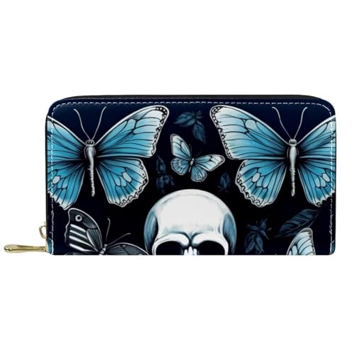 Damen-Geldbörse mit Reißverschluss und Handy-Clutch, Skelett-Schmetterling, Reise-Geldbörse, Leder, Clutch, Kartenhalter, Organizer, Handgelenke, mehrfarbig, Einheitsgröße von Generisch