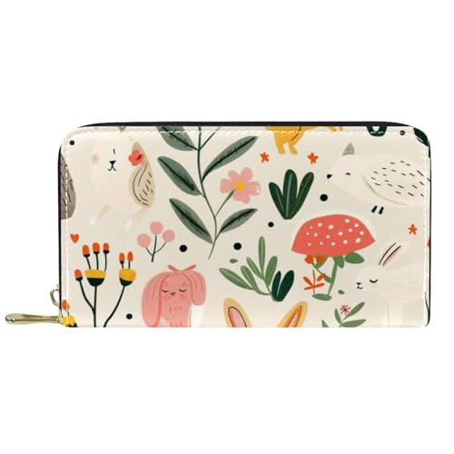 Damen-Geldbörse mit Reißverschluss und Handy-Clutch, Sommer-Tier-Muster, Reise-Geldbörse, Leder, Clutch, Kartenhalter, Organizer, Handgelenke, mehrfarbig, Einheitsgröße von Generisch