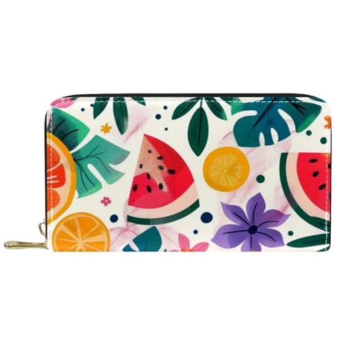Damen-Geldbörse mit Reißverschluss und Handy-Clutch, Sommer-Wassermolen, Reise-Geldbörse, Leder, Clutch, Kartenhalter, Organizer, Handgelenke, mehrfarbig, Einheitsgröße von Generisch