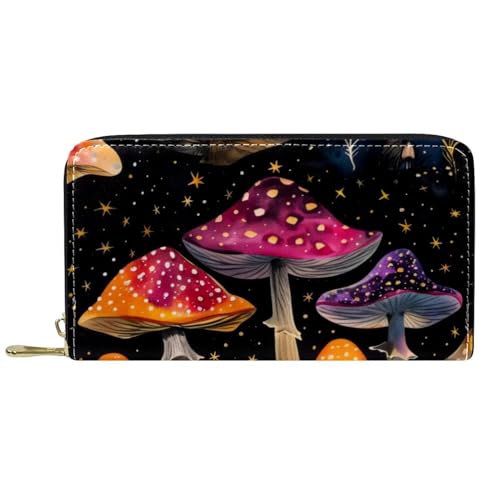 Damen-Geldbörse mit Reißverschluss und Handy-Clutch, Sternen-Pilz, Reise-Geldbörse, Leder, Clutch, Kartenhalter, Organizer, Armbänder, Geldbörsen, mehrfarbig, Einheitsgröße von Generisch
