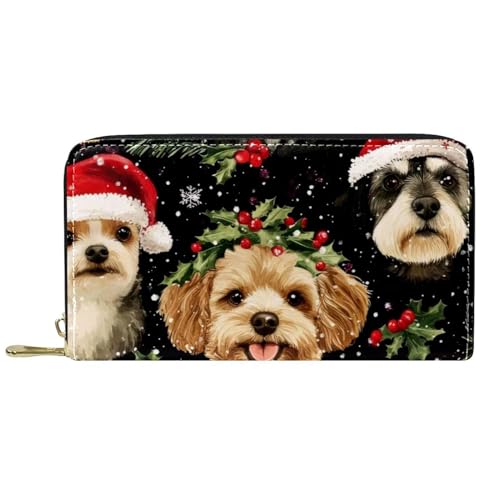 Damen-Geldbörse mit Reißverschluss und Handy-Clutch, Weihnachten, Baby, Hunde, Reise-Geldbörse, Leder, Clutch, Kartenhalter, Organizer, Handgelenke, mehrfarbig, Einheitsgröße von Generisch