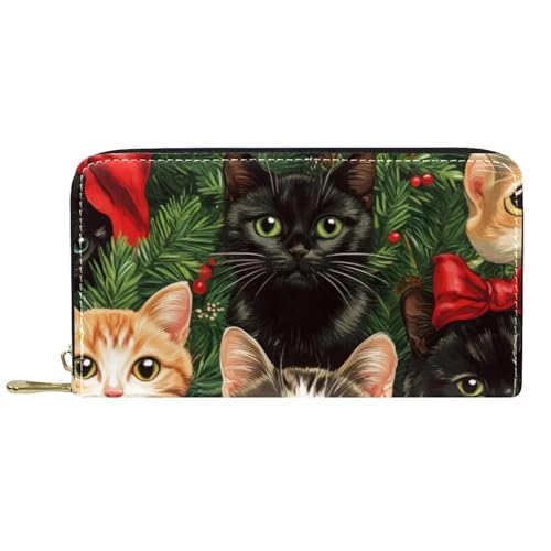 Damen-Geldbörse mit Reißverschluss und Handy-Clutch, Weihnachten, Baby-Katzen, Reise-Geldbörse, Leder, Clutch, Kartenhalter, Organizer, Handgelenke, mehrfarbig, Einheitsgröße von Generisch