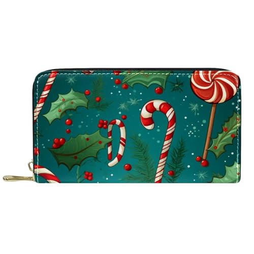 Damen-Geldbörse mit Reißverschluss und Handy-Clutch, Weihnachts-Crutch V, Reise-Geldbörse, Leder, Clutch, Kartenhalter, Organizer, Handgelenke, mehrfarbig, Einheitsgröße von Generisch