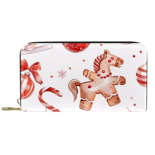 Damen-Geldbörse mit Reißverschluss und Handy-Clutch, Weihnachts-Einhorn-Kekse, Reise-Geldbörse, Leder, Clutch, Kartenhalter, Organizer, Handgelenke, mehrfarbig, Einheitsgröße von Generisch