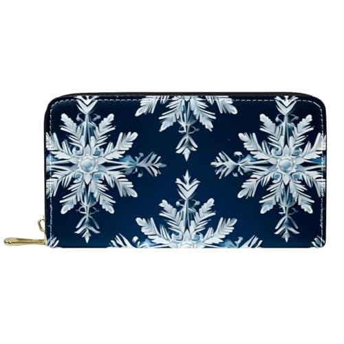 Damen-Geldbörse mit Reißverschluss und Handy-Clutch, Weihnachts-Frost-Blume, Reise-Geldbörse, Leder, Clutch, Kartenhalter, Organizer, Handgelenke, mehrfarbig, Einheitsgröße von Generisch