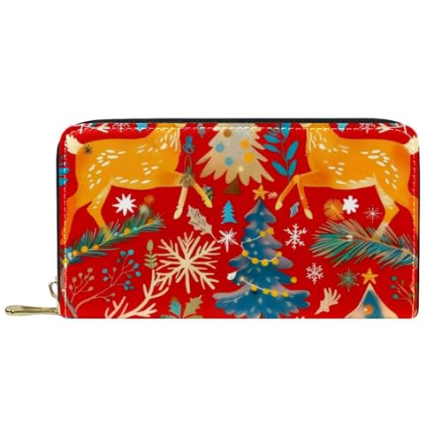 Damen-Geldbörse mit Reißverschluss und Handy-Clutch, Weihnachts-Hintergrund, Reise-Geldbörse, Leder, Clutch, Kartenhalter, Organizer, Handgelenke, mehrfarbig, Einheitsgröße von Generisch