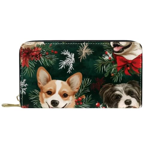 Damen-Geldbörse mit Reißverschluss und Handy-Clutch, Weihnachts-Hunde, Reise-Geldbörse, Leder, Clutch, Kartenhalter, Organizer, Handgelenke, Geldbörsen, mehrfarbig, Einheitsgröße von Generisch