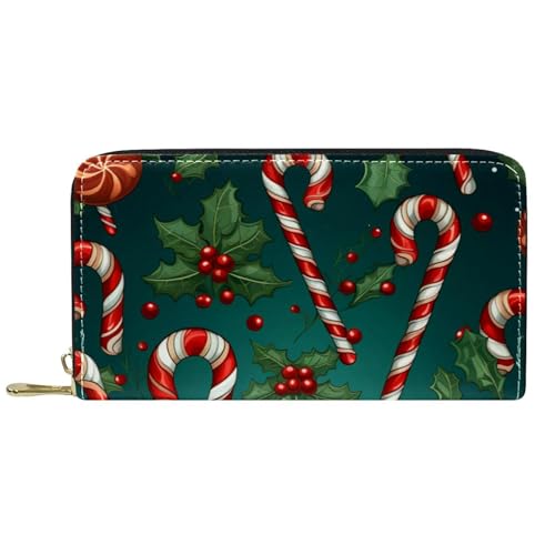 Damen-Geldbörse mit Reißverschluss und Handy-Clutch, Weihnachts-Krücke, Reise-Geldbörse, Leder, Clutch, Kartenhalter, Organizer, Handgelenke, Geldbörsen, mehrfarbig, Einheitsgröße von Generisch