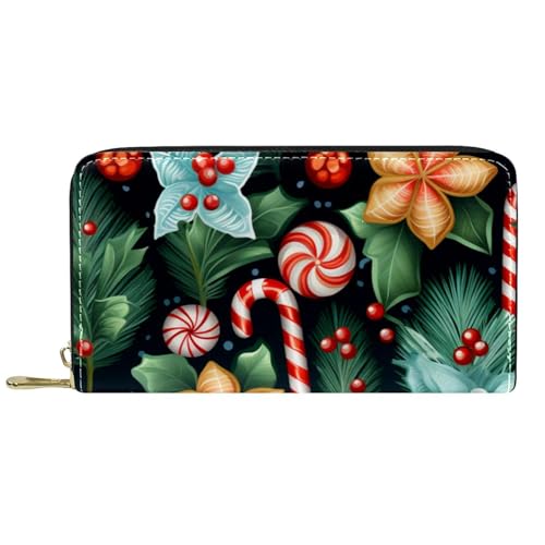 Damen-Geldbörse mit Reißverschluss und Handy-Clutch, Weihnachts-Krücke, Reise-Geldbörse, Leder, Clutch, Kartenhalter, Organizer, Handgelenke, mehrfarbig, Einheitsgröße von Generisch