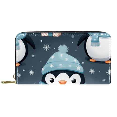 Damen-Geldbörse mit Reißverschluss und Handy-Clutch, Weihnachts-Pinguin, Reise-Geldbörse, Leder, Clutch, Kartenhalter, Organizer, Handgelenke, mehrfarbig, Einheitsgröße von Generisch