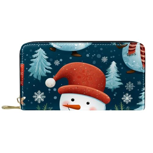 Damen-Geldbörse mit Reißverschluss und Handy-Clutch, Weihnachts-Schneemann, Reise-Geldbörse, Leder, Clutch, Kartenhalter, Organizer, Handgelenke, mehrfarbig, Einheitsgröße von Generisch