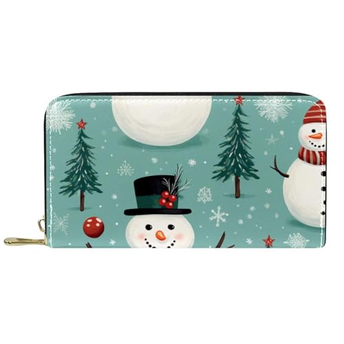 Damen-Geldbörse mit Reißverschluss und Handy-Clutch, Weihnachts-Schneemann, Reise-Geldbörse, Leder, Clutch, Kartenhalter, Organizer, Handgelenke, mehrfarbig, Einheitsgröße von Generisch