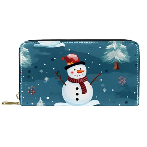 Damen-Geldbörse mit Reißverschluss und Handy-Clutch, Weihnachts-Schneemann B, Reise-Geldbörse, Leder, Clutch, Kartenhalter, Organizer, Handgelenke, mehrfarbig, Einheitsgröße von Generisch