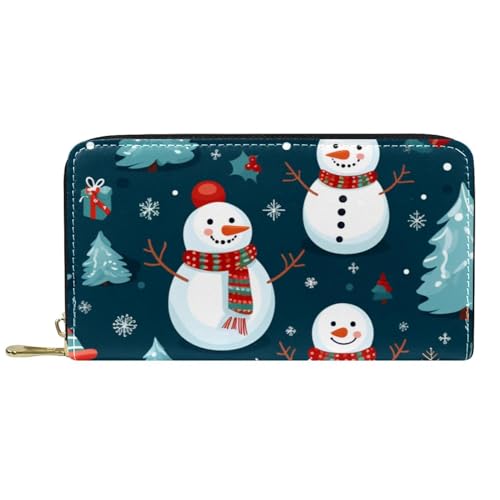 Damen-Geldbörse mit Reißverschluss und Handy-Clutch, Weihnachts-Schneemann H, Reise-Geldbörse, Leder, Clutch, Kartenhalter, Organizer, Handgelenke, mehrfarbig, Einheitsgröße von Generisch
