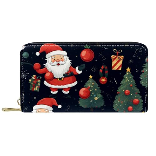 Damen-Geldbörse mit Reißverschluss und Handy-Clutch, Weihnachts-Weihnachtsmann-K-Geldbörse, Leder, Clutch, Kartenhalter, Organizer, Handgelenke, Geldbörsen, mehrfarbig, Einheitsgröße von Generisch