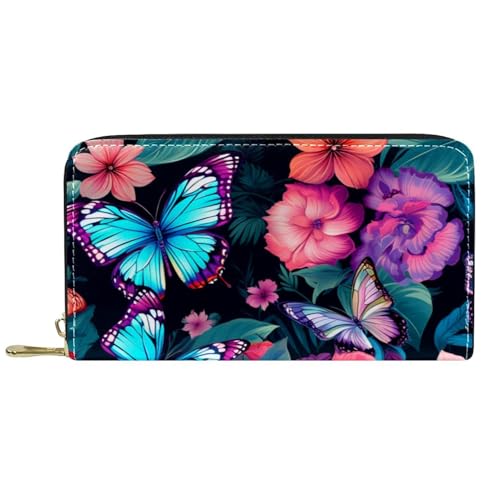 Damen-Geldbörse mit Reißverschluss und Handy-Clutch, ausgefallene farbige Schmetterlinge G, Reise-Geldbörse, Leder, Clutch, Kartenhalter, Organizer, Handgelenke, mehrfarbig, Einheitsgröße von Generisch
