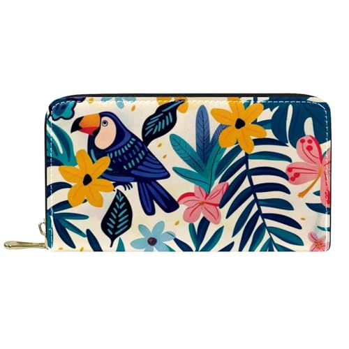 Damen-Geldbörse mit Reißverschluss und Handy-Clutch, blaues Papageienmuster, Reise-Geldbörse, Leder, Clutch, Kartenhalter, Organizer, Handgelenke, mehrfarbig, Einheitsgröße von Generisch