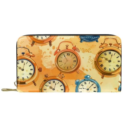 Damen-Geldbörse mit Reißverschluss und Handy-Clutch, gelber Hintergrund, Uhren, Reise-Geldbörse, Leder, Clutch, Kartenhalter, Organizer, Handgelenke, mehrfarbig, Einheitsgröße von Generisch