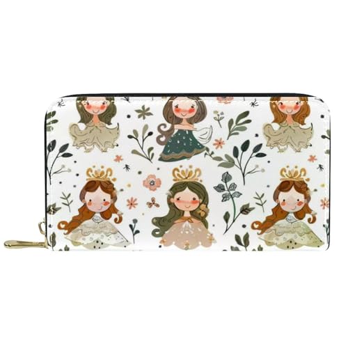 Damen-Geldbörse mit Reißverschluss und Handy-Clutch, handgezeichnetes Prinzessinnen-Design, Reise-Geldbörse, Leder, Clutch, Kartenhalter, Organizer, Handgelenke, mehrfarbig, Einheitsgröße von Generisch