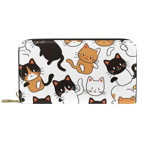 Damen-Geldbörse mit Reißverschluss und Handy-Clutch, niedliche Katze, Reise-Geldbörse, Leder, Clutch, Kartenhalter, Organizer, Handgelenke, mehrfarbig, Einheitsgröße von Generisch