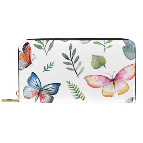 Damen-Geldbörse mit Reißverschluss und Handy-Clutch, niedliches Muster mit Schmetterlingen, Reise-Geldbörse, Leder, Clutch, Kartenhalter, Organizer, Handgelenke, mehrfarbig, Einheitsgröße von Generisch