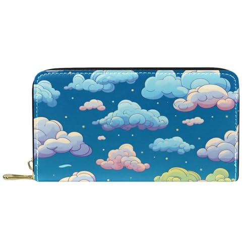 Damen-Geldbörse mit Reißverschluss und Handy-Clutch, niedliches Wolkenmuster, Reise-Geldbörse, Leder, Clutch, Kartenhalter, Organizer, Handgelenke, mehrfarbig, Einheitsgröße von Generisch
