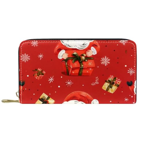 Damen-Geldbörse mit Reißverschluss und Handy-Clutch, rotes Weihnachtsmann-Geschenk, Reise-Geldbörse, Leder, Clutch, Kartenhalter, Organizer, Handgelenke, mehrfarbig, Einheitsgröße von Generisch