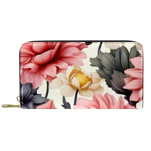Damen-Geldbörse mit Reißverschluss und Handy-Clutch, schönes Blumenmuster, Reise-Geldbörse, Leder, Clutch, Kartenhalter, Organizer, Handgelenke, mehrfarbig, Einheitsgröße von Generisch