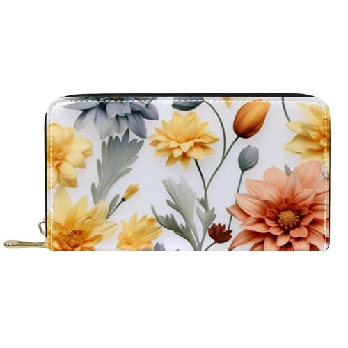 Damen-Geldbörse mit Reißverschluss und Handy-Clutch, schönes Blumenmuster, Reise-Geldbörse, Leder, Clutch, Kartenhalter, Organizer, Handgelenke, mehrfarbig, Einheitsgröße von Generisch