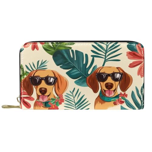 Damen-Geldbörse mit Reißverschluss und Handy-Clutch, tropische Brille, Dackel, Reise-Geldbörse, Leder, Clutch, Kartenhalter, Organizer, Handgelenke, mehrfarbig, Einheitsgröße von Generisch