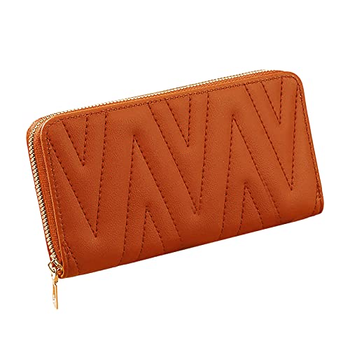 Damen-Geldbörsen, klein, einfarbig, lange Handy-Tasche mit großem Fassungsvermögen, 2023, modisch, multifunktional, mit Reißverschluss, braun, Einheitsgröße von Generisch