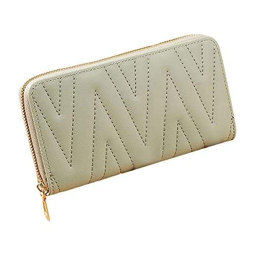 Damen-Geldbörsen, klein, einfarbig, lange Handy-Tasche mit großem Fassungsvermögen, 2023, modisch, multifunktional, mit Reißverschluss, grün, Einheitsgröße von Generisch