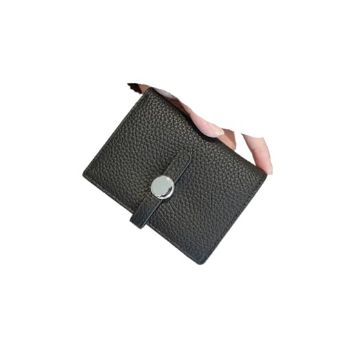 Damen-Geldbörsen aus echtem Leder, modische kleine Geldtasche, Geldbörse, Münzgeldbörse, einfache Brieftasche, Kartenhalter, Schwarz, Einheitsgröße, Amerikanisch von Generisch